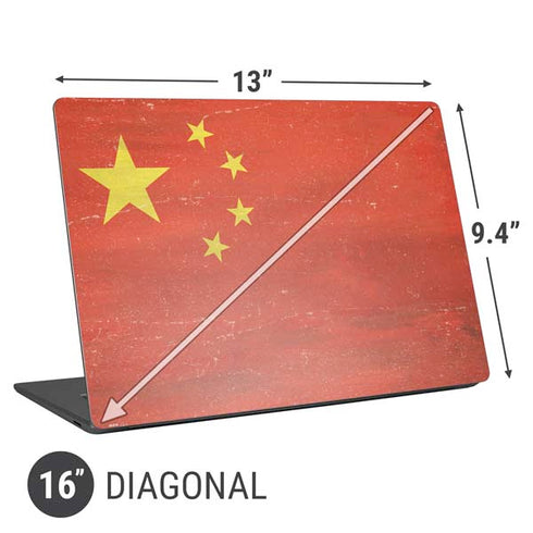 Chinese Flag Distressed Universal Laptop 16in (13 x 9.4in) Skin